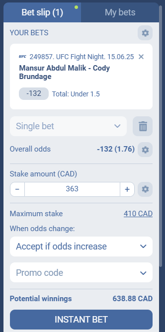 Bet Slip Confirmation Example 2