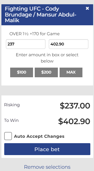 Bet Slip Confirmation Example 1